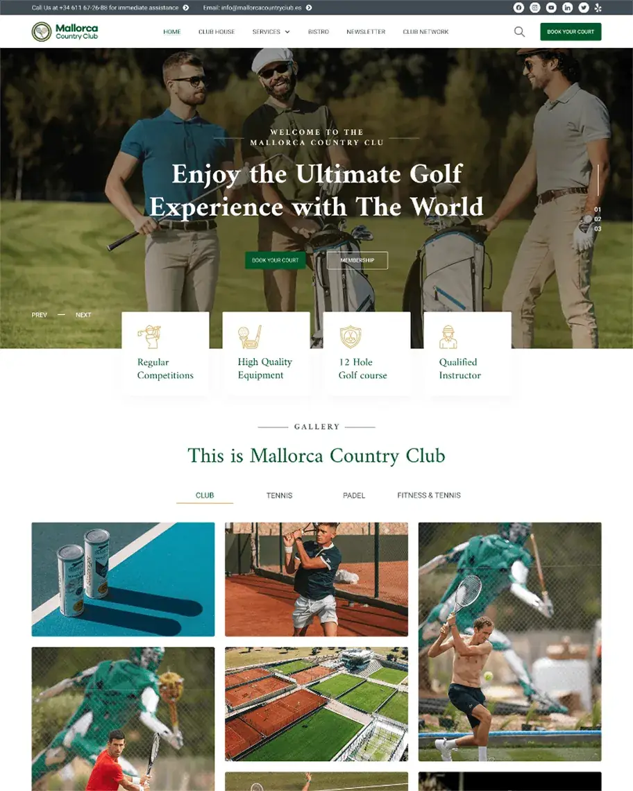 Mallorca Country Club homepage — hospitality web design by Roman Shamalo